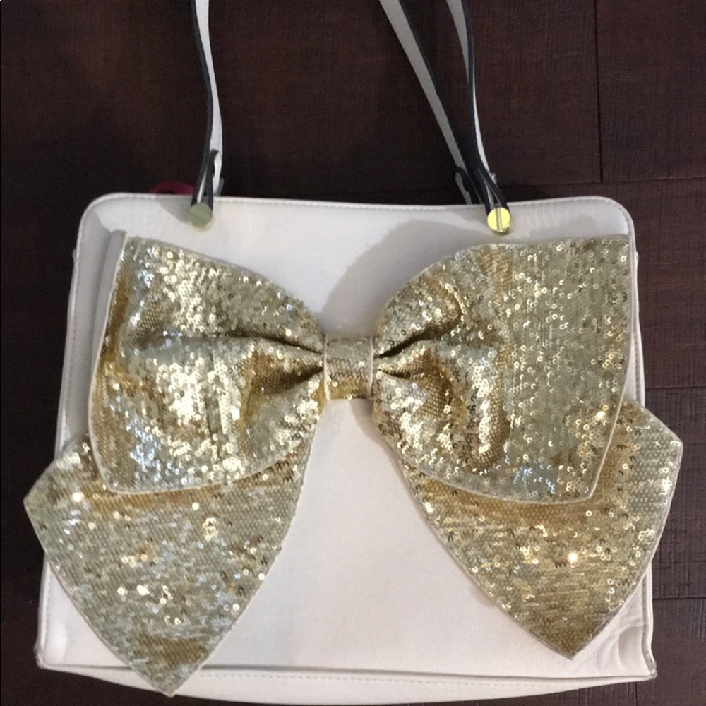 Betsy Johnson gold bow purse